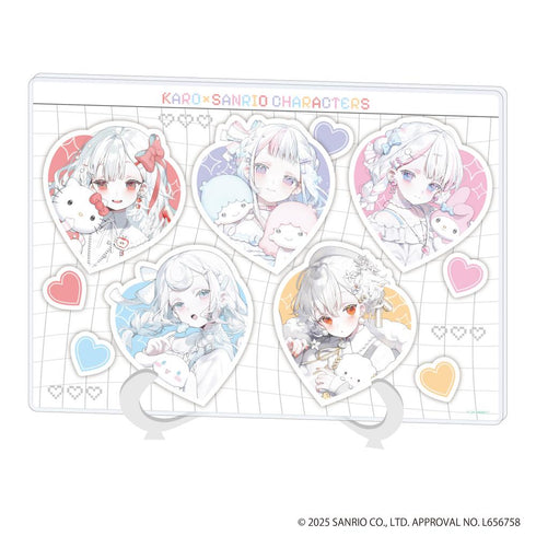 『夏炉×サンリオキャラクターズ』アクリルアートボード(A5サイズ)01/集合デザイン(コラボイラスト)